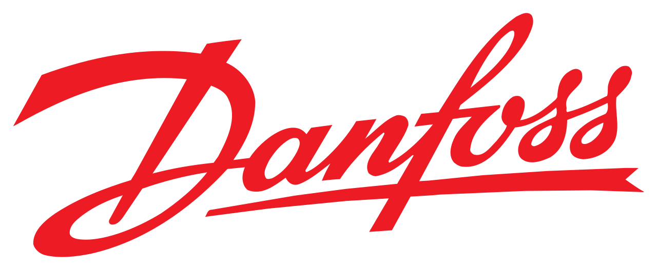 The Danfoss logo in a flowing red script, symbolizing the company's dedication to quality and precision in engineering solutions.